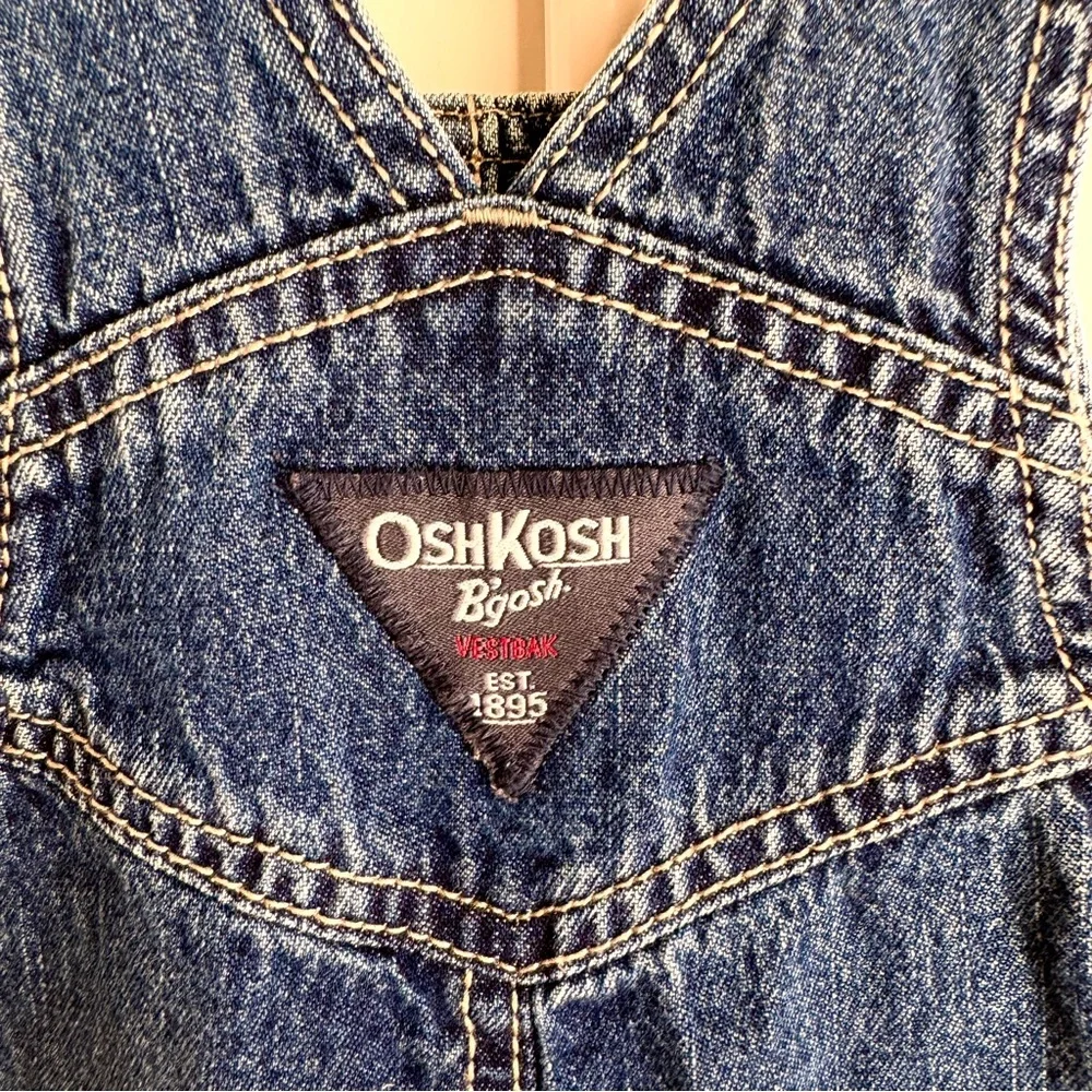 OshKosh B'Gosh Toddler Denim Overalls Size 12 Month Dark Wash Adjustable Straps